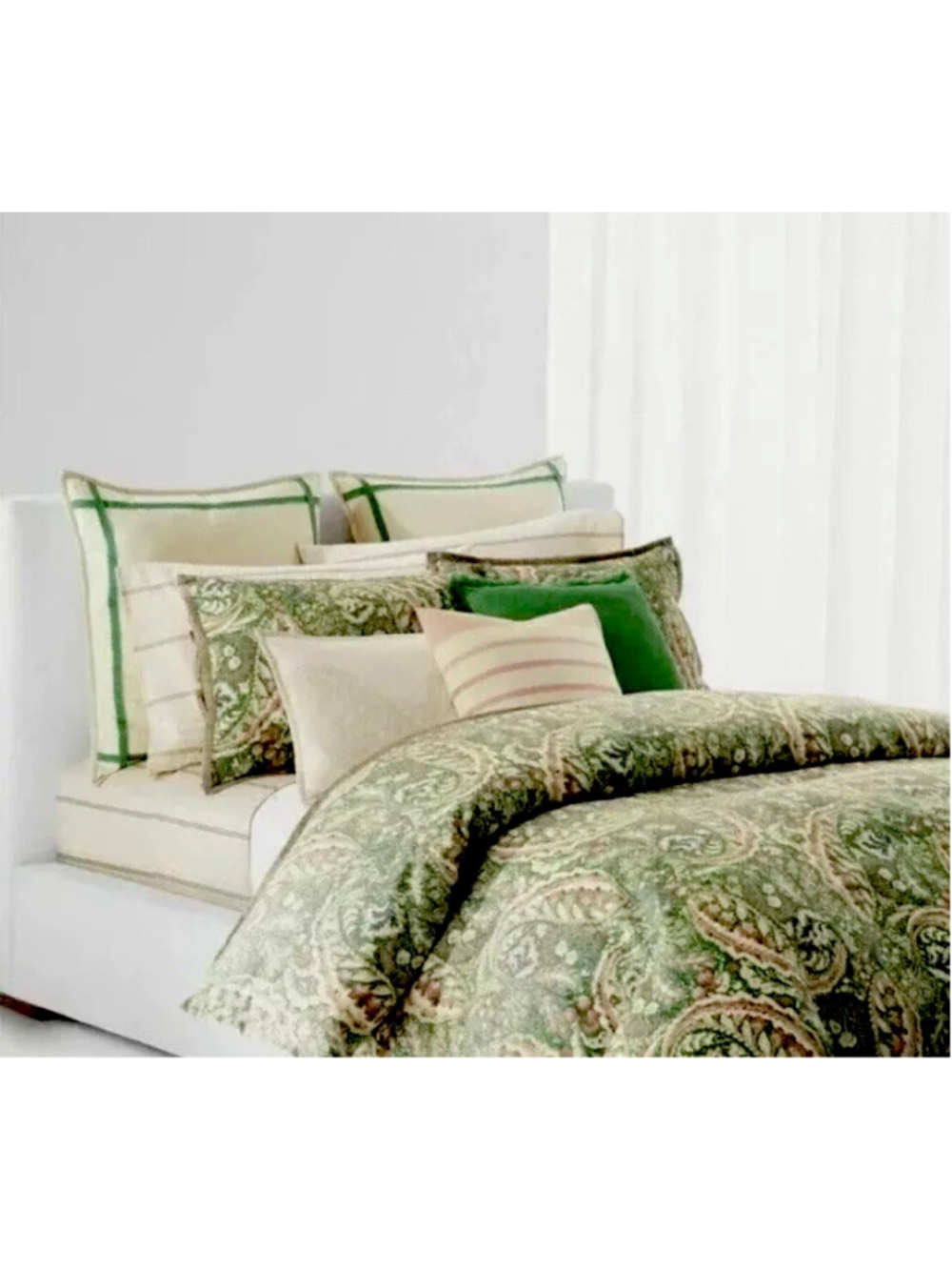 Ralph Lauren Allie Green Paisley Floral King Comforter Set Comf. & 2 King Shams